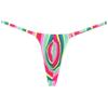 Botmois Men's Micro G-Strings Bikini Underwear Male Slim Pouch Swim Thong Minimal Coverage Posing Tangas Spandex T-back 2-Pack(Green Rainbow StripeGreen Medallion Pattern) M view 2