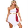 Alvivi Womens Adult Ancient Greek Toga Roman Senator Caesar Halloween Costume Dress with Sequin Headdress Burgundy Large view 2