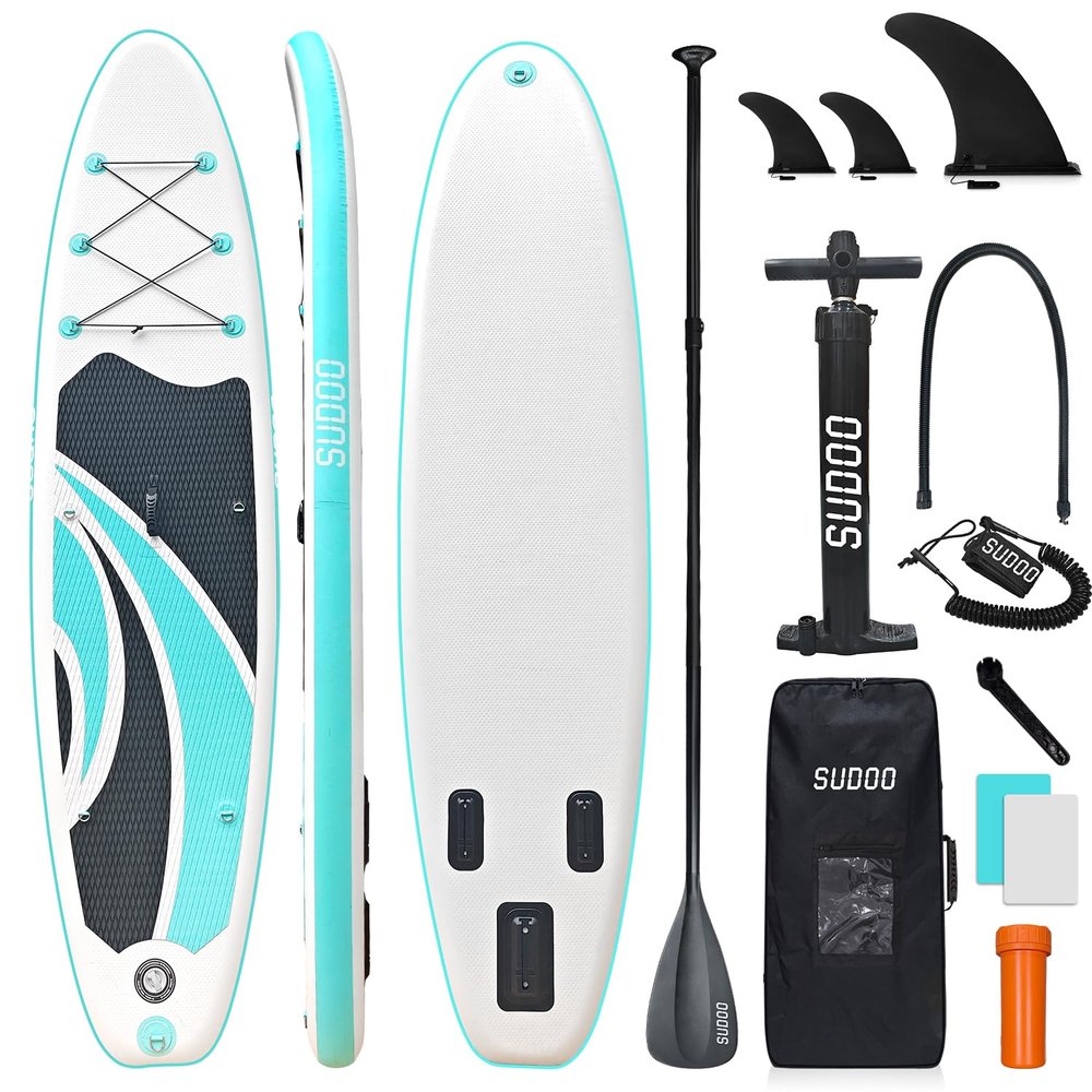SUDOO Inflatable Stand Up Paddle Board 10'x30 x6 Ultra-Light SUP Stand-Up Paddleboard for Adults & Youth with Backpack, Pump, Paddle, Coil Leash, Triple Fins, Repair Kit