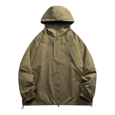 RTRDE Mens Winter Coats, Rain Jackets for Men Waterproof with Hood Raincoat Lightweight Windbreaker Outdoors Suits Jacket Big and Tall Coats Men's Jacket Packable Jackets Coat (3XL, Army Green)