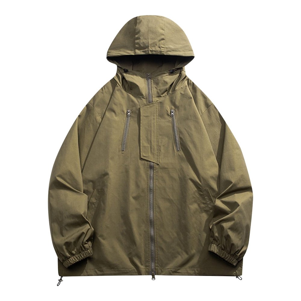 RTRDE Mens Winter Coats, Rain Jackets for Men Waterproof with Hood Raincoat Lightweight Windbreaker Outdoors Suits Jacket Big and Tall Coats Men's Jacket Packable Jackets Coat (3XL, Army Green)