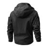 Ymosrh Coats for Men, Lightweight Waterproof Tactical Jacket with Hood Outdoor Raincoat Softshell Jacket Hiking Travel Windbreaker Rain Jacket Men Light Jackets Mens Coat (L, Black) view 2