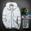 Ymosrh Jackets, Lightweight Windbreaker Casual Refleciton Zip Up Jackets with Hood Light Rain Jacket Mens Breathable Packable Jacket Men's Spring Men Jacket for Waterproof Coats (M, White) view 3
