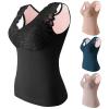HGps8w Thermal Underwear for Women Fleece Lined Tank Tops - Warm Lace V Neck Camisoles Vest Sleeveless Thermal Shirts view 2