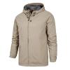 RTRDE Waterproof Jackets for Men, Lightweight Rain Jacket with Hood Outdoor Raincoat Softshell Jacket Hiking Travel Cool Men Raincoats Packable Jackets Men's Coats Jacket Coat (XL, Khaki) view 1