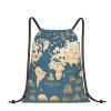 Drawstring Backpack for women,Versatile drawstring bag,Water-Resistant Cinch Bag,Gym sackpack-World Map view 1