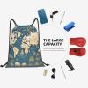 Drawstring Backpack for women,Versatile drawstring bag,Water-Resistant Cinch Bag,Gym sackpack-World Map view 4