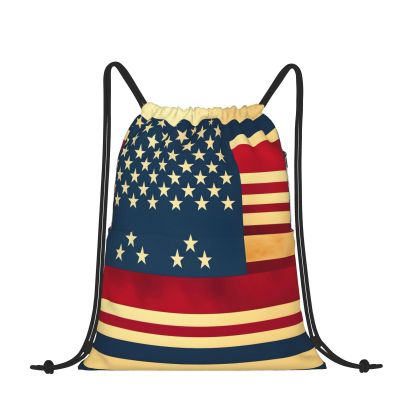 Drawstring Backpack for women,Versatile drawstring bag,Water-Resistant Cinch Bag,Gym sackpack-American Flag print