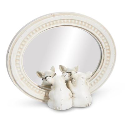 Raz Imports 2024 The Carrot Patch 8.75" Pigs with Glasses Mirrored Decor