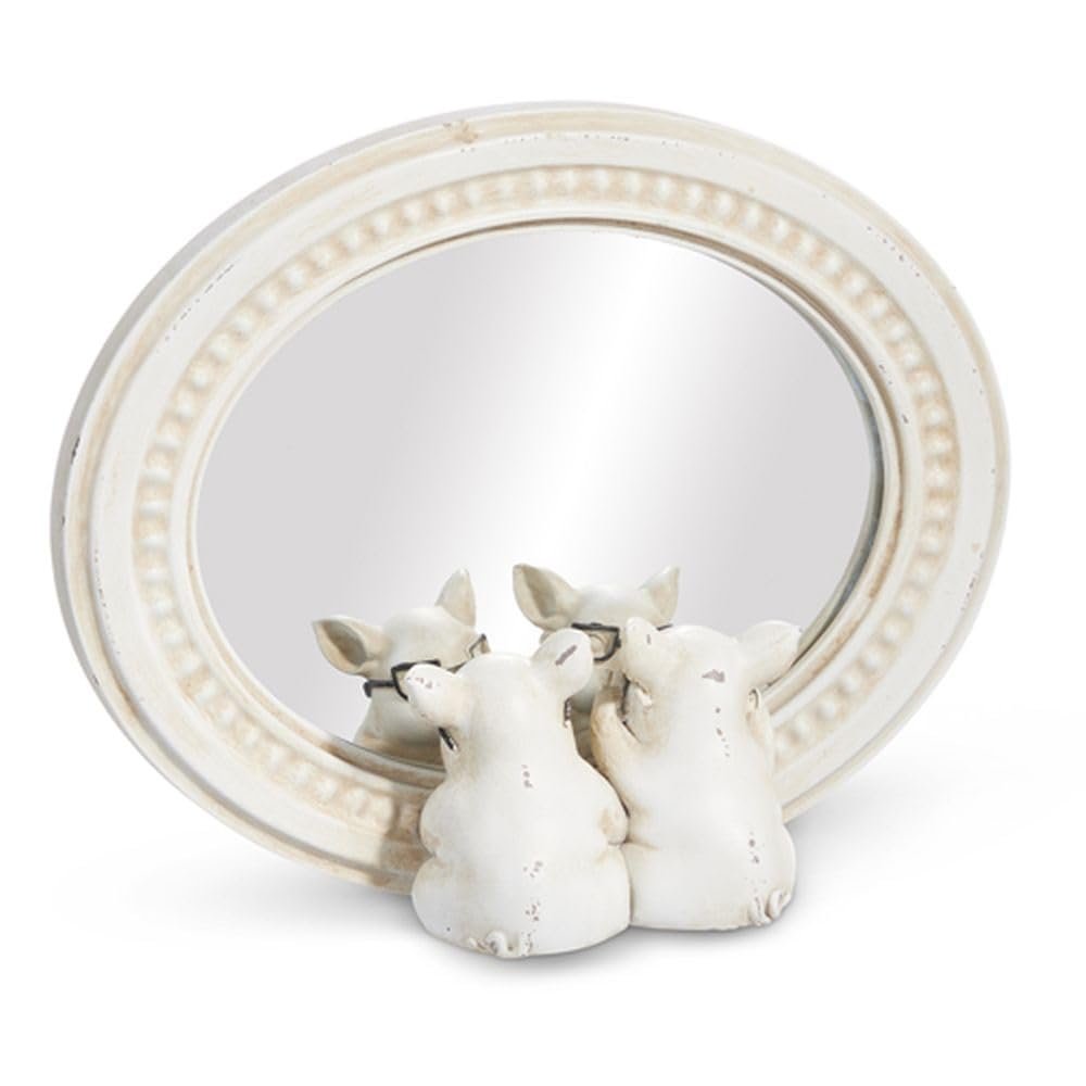 Raz Imports 2024 The Carrot Patch 8.75" Pigs with Glasses Mirrored Decor
