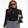 DSPSAM Turtle Necks for Womens Long Sleeve Dark Academia Clothing Casual Base Layer Turtleneck Shirts (Black, Medium) view 2