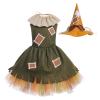 Scarecrow Costume for Girls Kids Toddler Halloween Costume Fluffy Tulle Tutu Dress with Headband Movie Role Play Party Stage Performance Children's Day Dressing Outfit Army Green 6-12 Months view 1