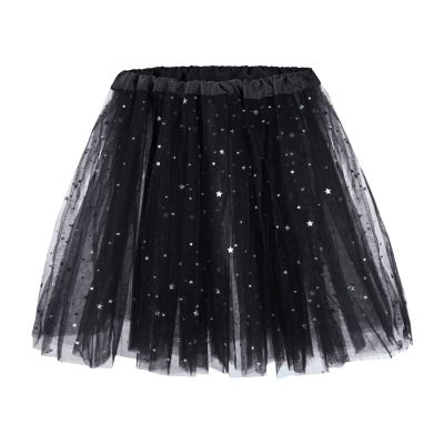Tulle Skirts for Women Glitter Tulle Princess Dance Skirts Ballet Tutu Fashion Adult Costume Bottoms for Halloween Cosplay Black