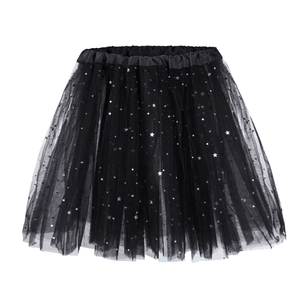 Tulle Skirts for Women Glitter Tulle Princess Dance Skirts Ballet Tutu Fashion Adult Costume Bottoms for Halloween Cosplay Black