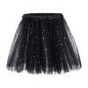 Tulle Skirts for Women Glitter Tulle Princess Dance Skirts Ballet Tutu Fashion Adult Costume Bottoms for Halloween Cosplay Black view 1