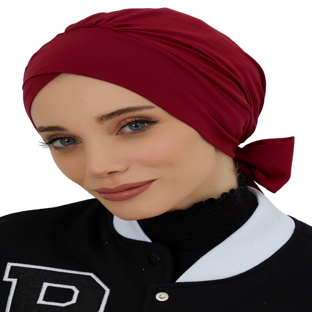 Aisha's Design Pre-tied Instant Turban for Women, 95% Cotton Hijab Scarves Headwear, Stylish Chemo Head Wrap