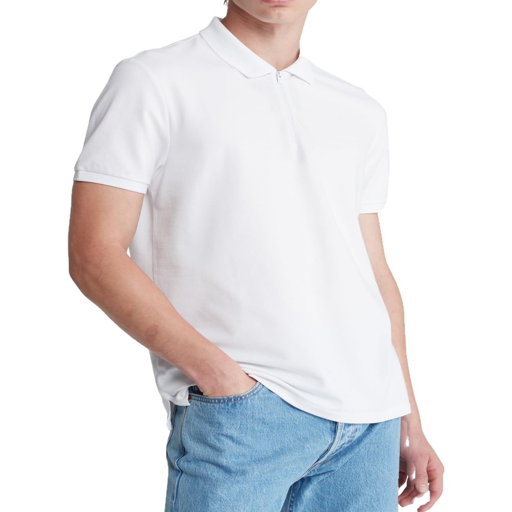 Calvin Klein Men's Tech Zip Polo Brilliant White