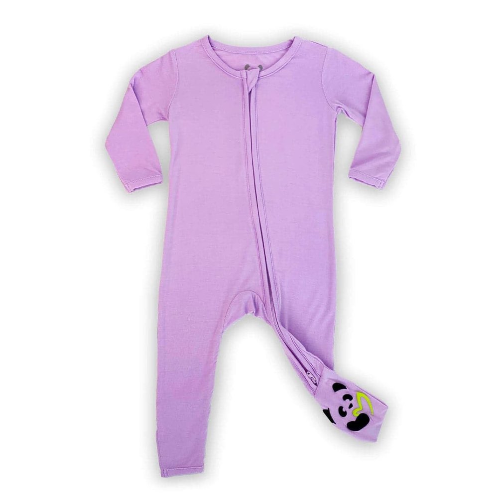Bellabu Bear Convertible Footies for Baby Boys & Girls, Matching Family Pajamas, Rayon from Bamboo (Lavender, 3-6 Months)