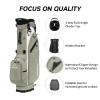 T WINSOLOGY Lightweight Golf Stand Bag with 4 Way Top Dividers for Men and Women, Only 4.2 Pounds, 8 Storage Pockets Including Cooler, Double Shoulder Straps, Womens Golf Club Bag (Sage Grey/Cream) view 3