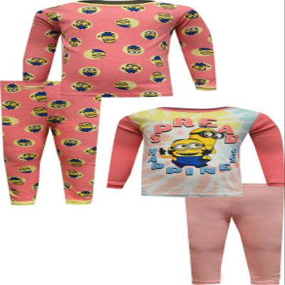 American Marketing Enterprises INC Girls Despicable Me Spread Happiness 4 Piece Toddler Pajamas (3T) Coral