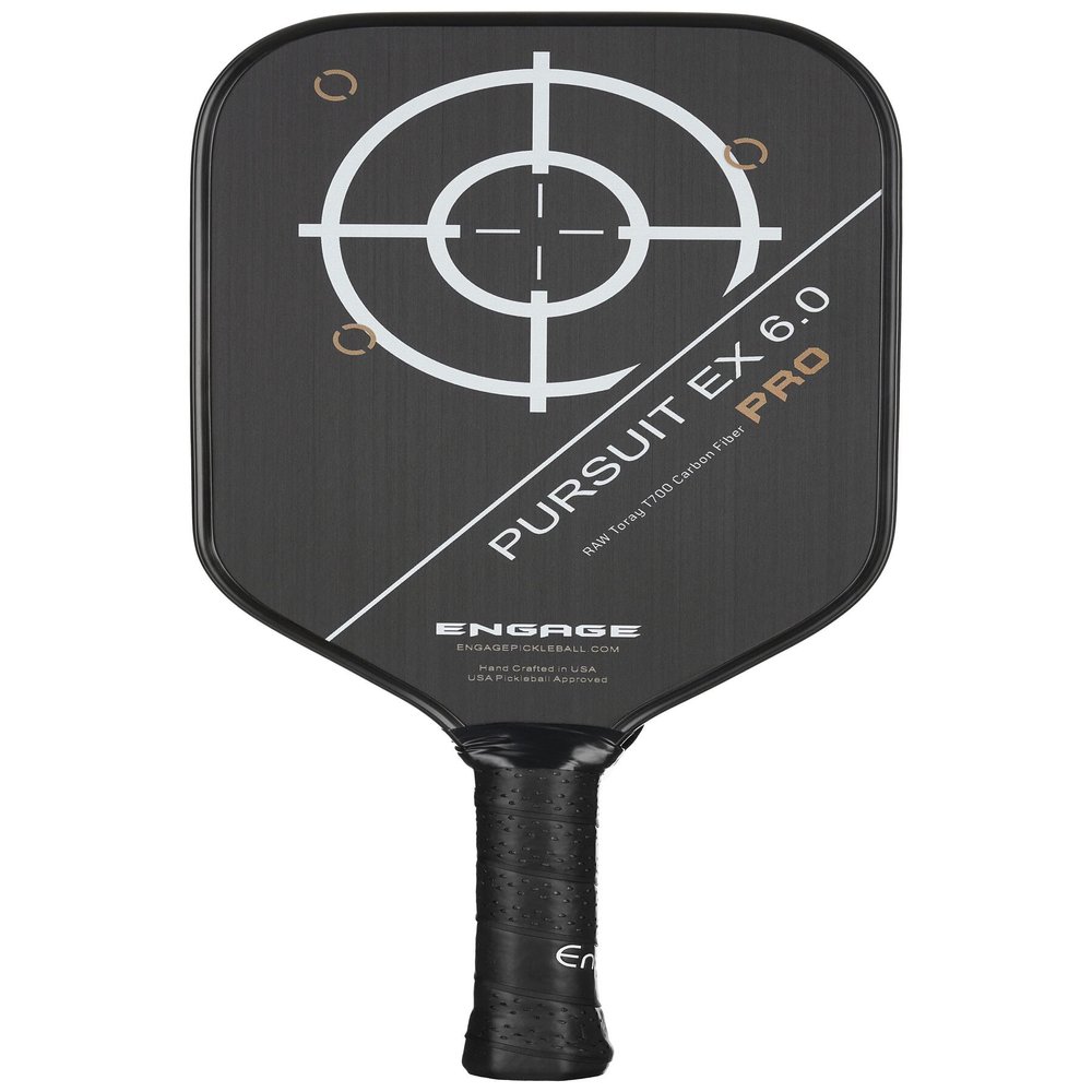 Engage Pursuit Pro EX 6.0 Pickleball Paddle Widebody Shape, Raw Carbon Fiber Face, 16mm Control Pro Black Core, Vortex Barrier Edge Technology Limits Vibration Standard Weight