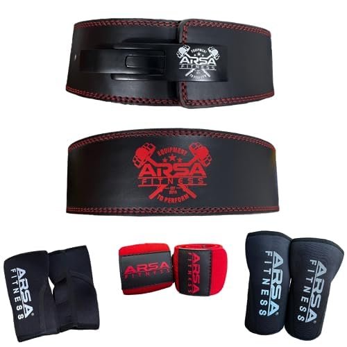 Arsa Fitness Weightlifting Adjustable Buckle Belt for Men & Women Real Cow Hide Leather for Powerlifting Back Support Workout Deadlifts Squats 10MM Thickness 4" Width-4 PIECE BUNDLE (X-SMALL)