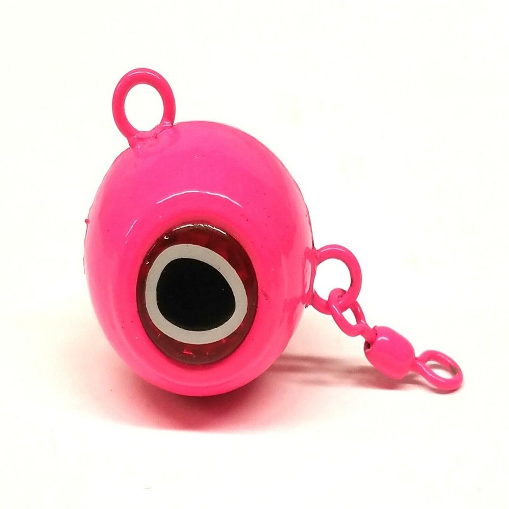5 "Fluke Ball Halibut Flounder Sinker Weight Lure 1/0 Rosco Swivel -Pink (4oz)