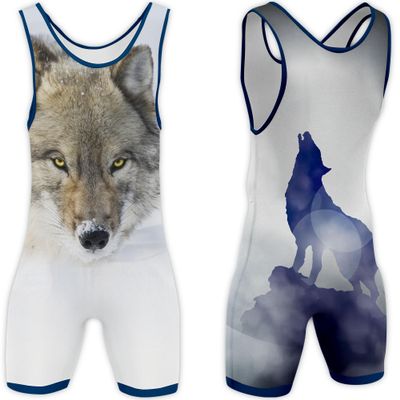 4 Time All American Firefighter wrestling singlet Size 2XS (XXS/YL 51-70 lbs., Wolf)