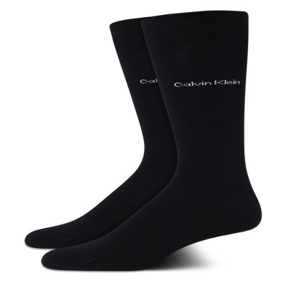 Calvin Klein Mens Dress Socks - 2 Pack Lightweight Stretch Soft Work Crew Socks for Men for Casual Business & Formal Wear, Size 7-12, Black