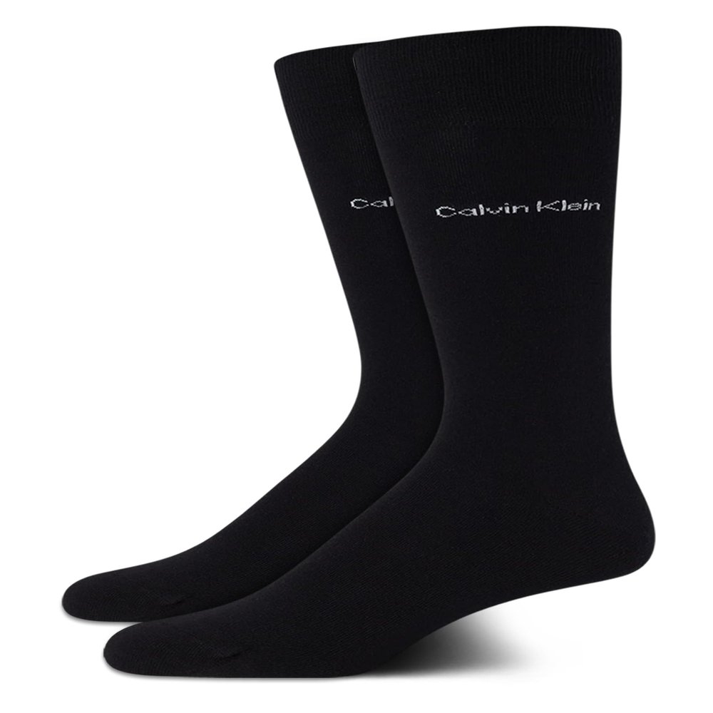 Calvin Klein Mens Dress Socks - 2 Pack Lightweight Stretch Soft Work Crew Socks for Men for Casual Business & Formal Wear, Size 7-12, Black