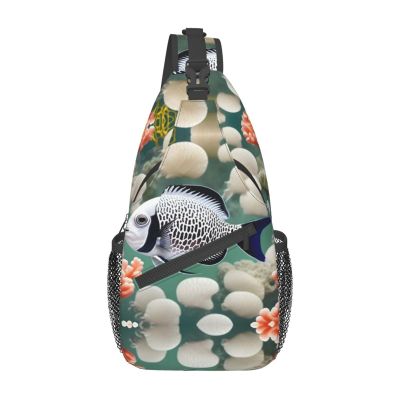 White Tropical Fish Backpacks, Men'S And Women'S Chest Bags, Crossbody Bags, Hiking Fashion Shoulder Bags Outdoor Sports