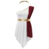 Agoky Women's Halloween Ancient Greek Roman Costume One Shoulder Dress Cleopatra Cosplay Toga Robe Burgundy Small view 3