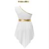Agoky Women's Halloween Ancient Greek Roman Costume One Shoulder Dress Cleopatra Cosplay Toga Robe Burgundy Small view 4