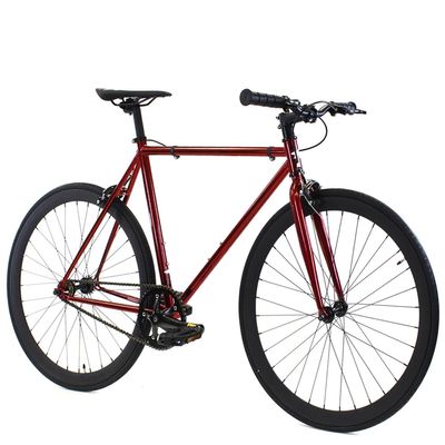 Golden Cycles Fixed Gear Single Speed Bike - Perfect Urban Commuter Bicycle with Front and Rear Brakes - Ideal for Teens and Adults - The Bike Comes in Different Sizes (41cm, Redrum)