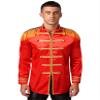 HULIJA Men Sergeant Pepper Costume 60s Satin Cardigan Coat Medieval Hippy Halloween Fancy Dress Up Red X-Large view 1