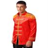 HULIJA Men Sergeant Pepper Costume 60s Satin Cardigan Coat Medieval Hippy Halloween Fancy Dress Up Red X-Large view 2