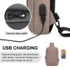 Sling Bag Crossbody Bag Men with USB Charging Port Small Messenger Bag Cross Body Shoulder Bag Sling Backpack Women with Adjustable Shoulder Strap (Oxford Cloth, Brown) view 3