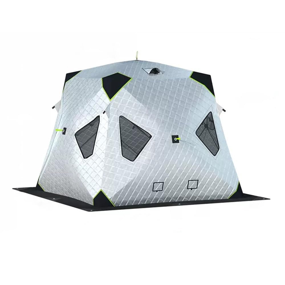 ASSYA Outdoor Winter Camping Insulated Ice Fishing Tent Ice Fishing Shelter Five-Layer Fabric Excellent Insulation with Ice Fishing Pad,Silver,C