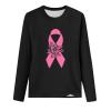 Breast Cancer Awareness Tops for Women Cute Long Sleeve Pink Ribbon Print Shirts Causal Crewneck Tshirt Blouse Black M view 2