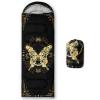 QOOMO Golden Butterfly Printed Camping Sleeping Bags,3 Season Warm & Cool Weather,Lightweight,Waterproof Sleeping Bags for Adults & Kids,Traveling,and Outdoors,Camping Gear Equipment,31x90inch view 1