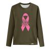 Breast Cancer Awareness Tops for Women Cute Long Sleeve Pink Ribbon Print Shirts Causal Crewneck Tshirt Blouse Army Green S view 2