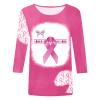 Breast Cancer Awareness Shirts for Women Trendy Casual 3/4 Sleeve Tunic Tops Pink Ribbon Print Graphic Tees Blouses Pink S view 3