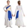 Loyan Big Girls Color Block Church Robe Metallic Worship Dancewear Loose Fit Liturgical Praise Dance Dress Blue B 4 Years view 1