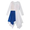 Loyan Big Girls Color Block Church Robe Metallic Worship Dancewear Loose Fit Liturgical Praise Dance Dress Blue B 4 Years view 4