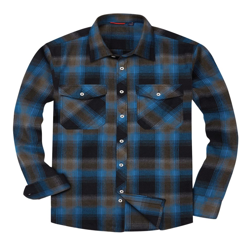 Alimens & Gentle Men's Button Down Regular Fit Long Sleeve Plaid Flannel Casual Shirts