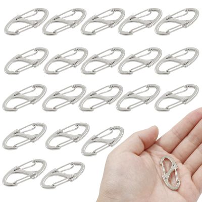 Coufce 20 Pieces 1.6 Inch S Spring Snap Hook, Silver Keychain Hook Metal Carabiner Clip, Double Snap Hook for Camping Fishing Hiking Outdoor Sports