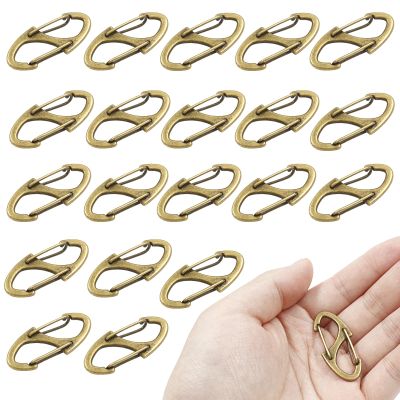 Coufce 20 Pieces 1.6 Inch S Spring Snap Hook, Brass Keychain Hook Metal Carabiner Clip, Double Snap Hook for Camping Fishing Hiking Outdoor Sports
