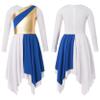 Loyan Big Girls Color Block Church Robe Metallic Worship Dancewear Loose Fit Liturgical Praise Dance Dress Blue B 16 Years view 2