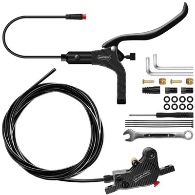 DYISLAND LD-200 2-Pistons Hydraulic Disc Brake Set for ebike,2-PIN Power-Off Electric Bike Hydraulic Brake kitHydraulic Brake Kits with mounting Tools and Screws (Black-Rear1850mm-Single Set)