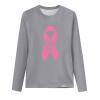 Breast Cancer Awareness Tops for Women Cute Long Sleeve Pink Ribbon Print Shirts Causal Crewneck Tshirt Blouse Gray S view 2